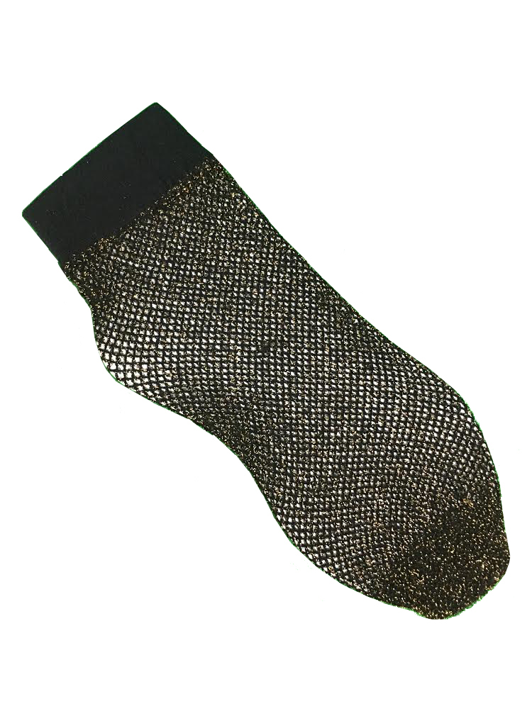 Black & Gold Metallic Mesh Womens Socks